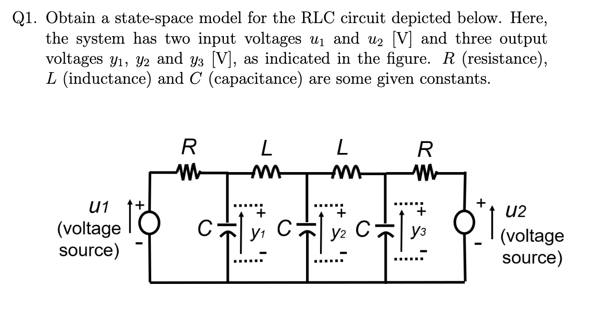 Solved Q1. Obtain A State-space Model For The RLC Circuit | Chegg.com