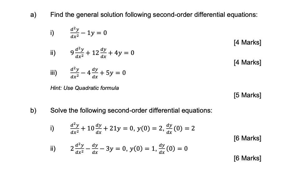 Solved Find The General Solution Following Second Order