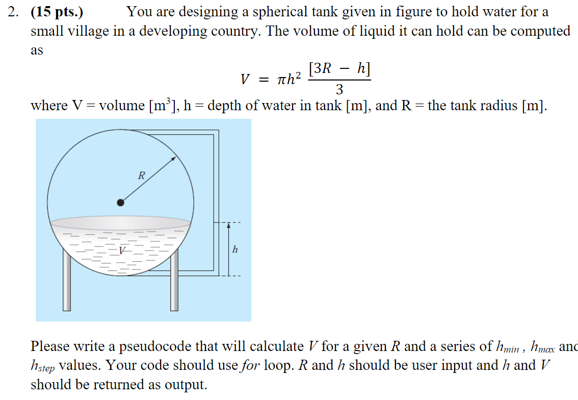 Solved (15 pts.) You are designing a spherical tank given in | Chegg.com