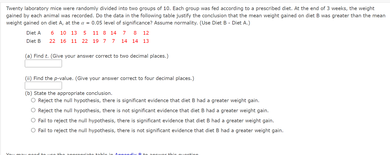 Solved Twenty laboratory mice were randomly divided into two | Chegg.com