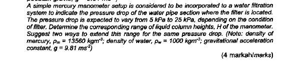 Solved A simple mercury manometer setup is considered to be | Chegg.com