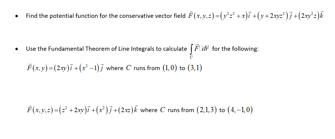 Solved • Find the potential function for the conservative | Chegg.com