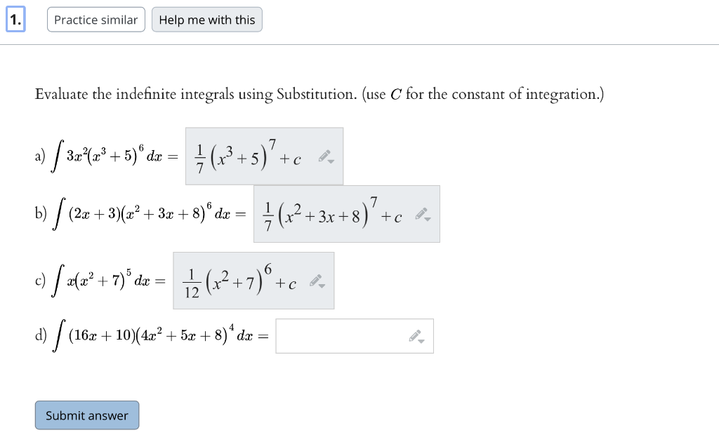 Solved 1. Practice similar Help me with this Evaluate the | Chegg.com