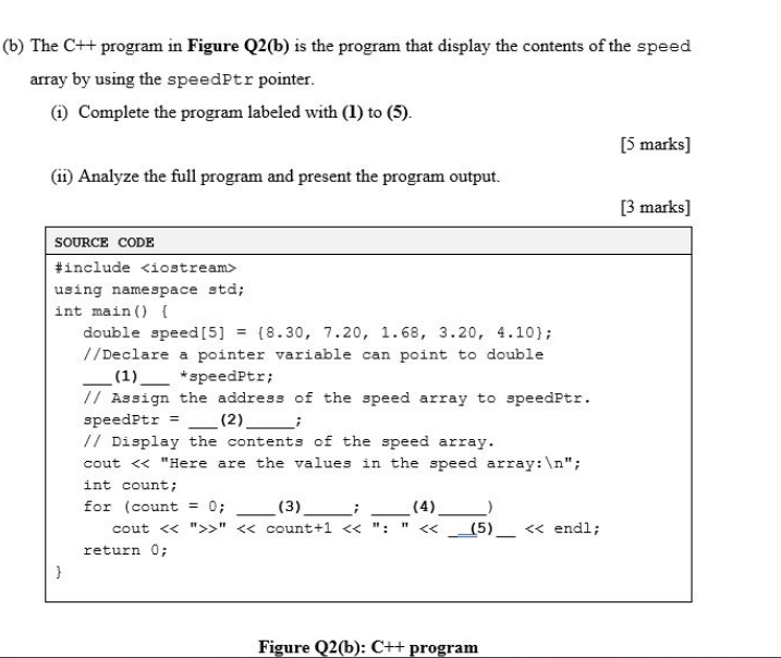 Solved (b) The C++ Program In Figure Q2(b) Is The Program | Chegg.com