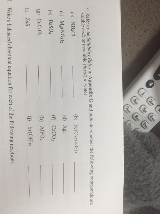 Solved Refer To The Solubility Rules In Appendix G And