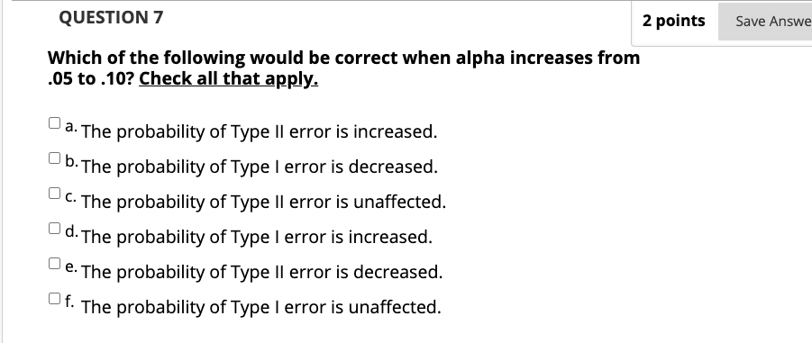 Solved Save Answe QUESTION 7 2 points Which of the following | Chegg.com
