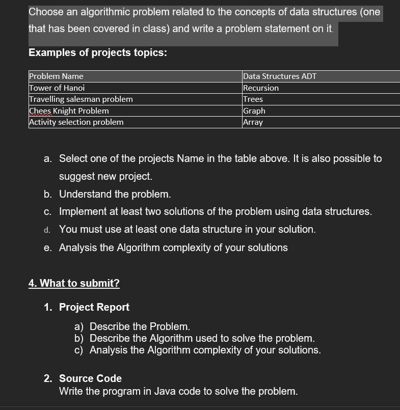Solved Choose an algorithmic problem related to the concepts | Chegg.com