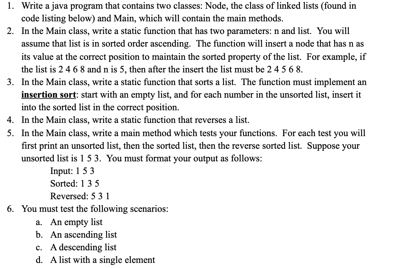 Solved 1. Write a java program that contains two classes: | Chegg.com
