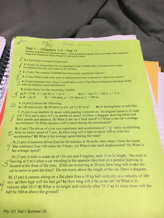 Solved Test 1 Chapters 1 2 Fall 17 Answer Questions On Chegg