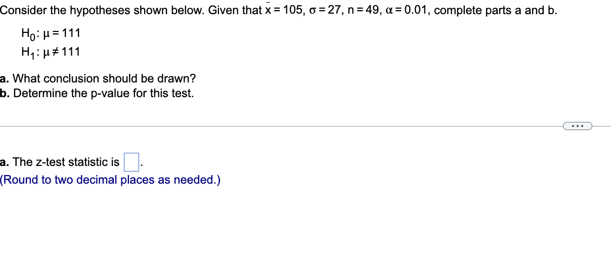 Solved Consider the hypotheses shown below. Given that | Chegg.com