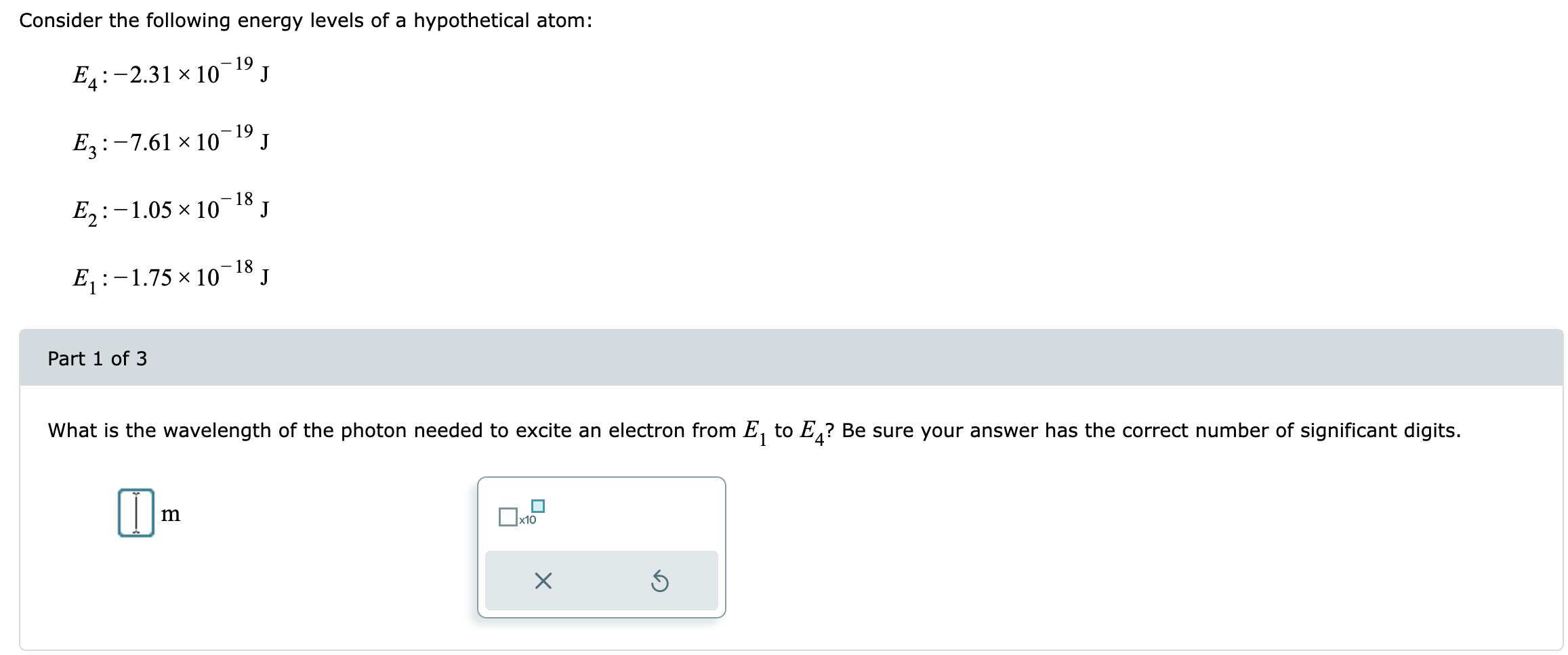 Solved Consider the following energy levels of a | Chegg.com