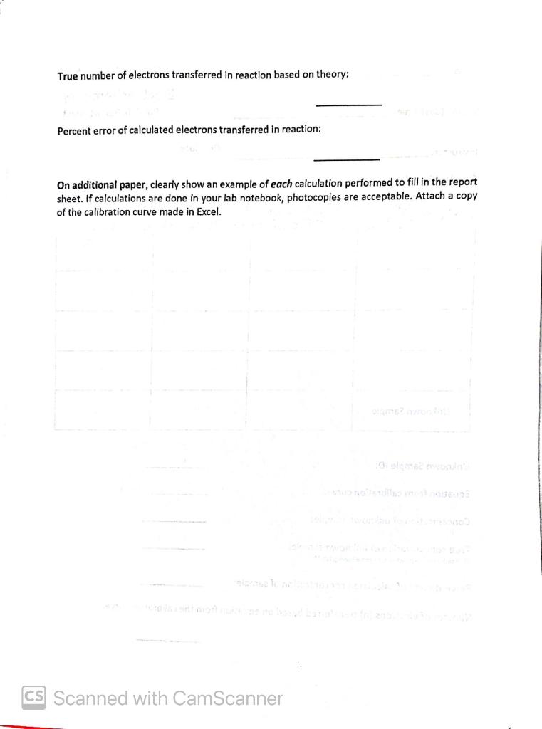 Name: Experiment 9 Electrochemistry Postlab: Report | Chegg.com
