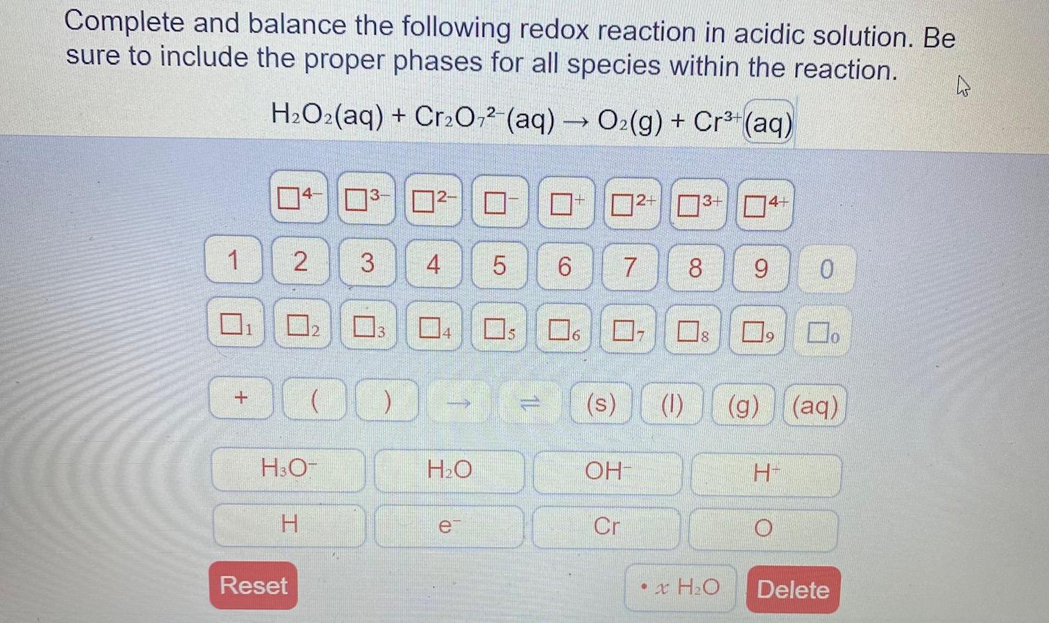 Solved Complete And Balance The Following Redox Reaction In | Chegg.com