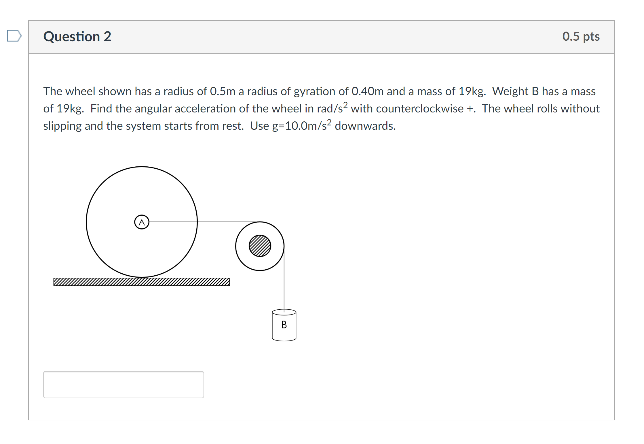 Solved The wheel shown has a radius of 0.5 m a radius of | Chegg.com