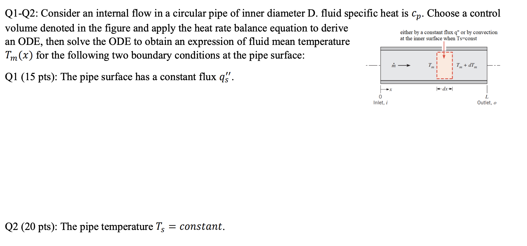 Solved a either by a constant flux q