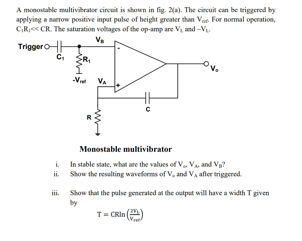 Solved A monostable multivibrator circuit is shown in fig. | Chegg.com