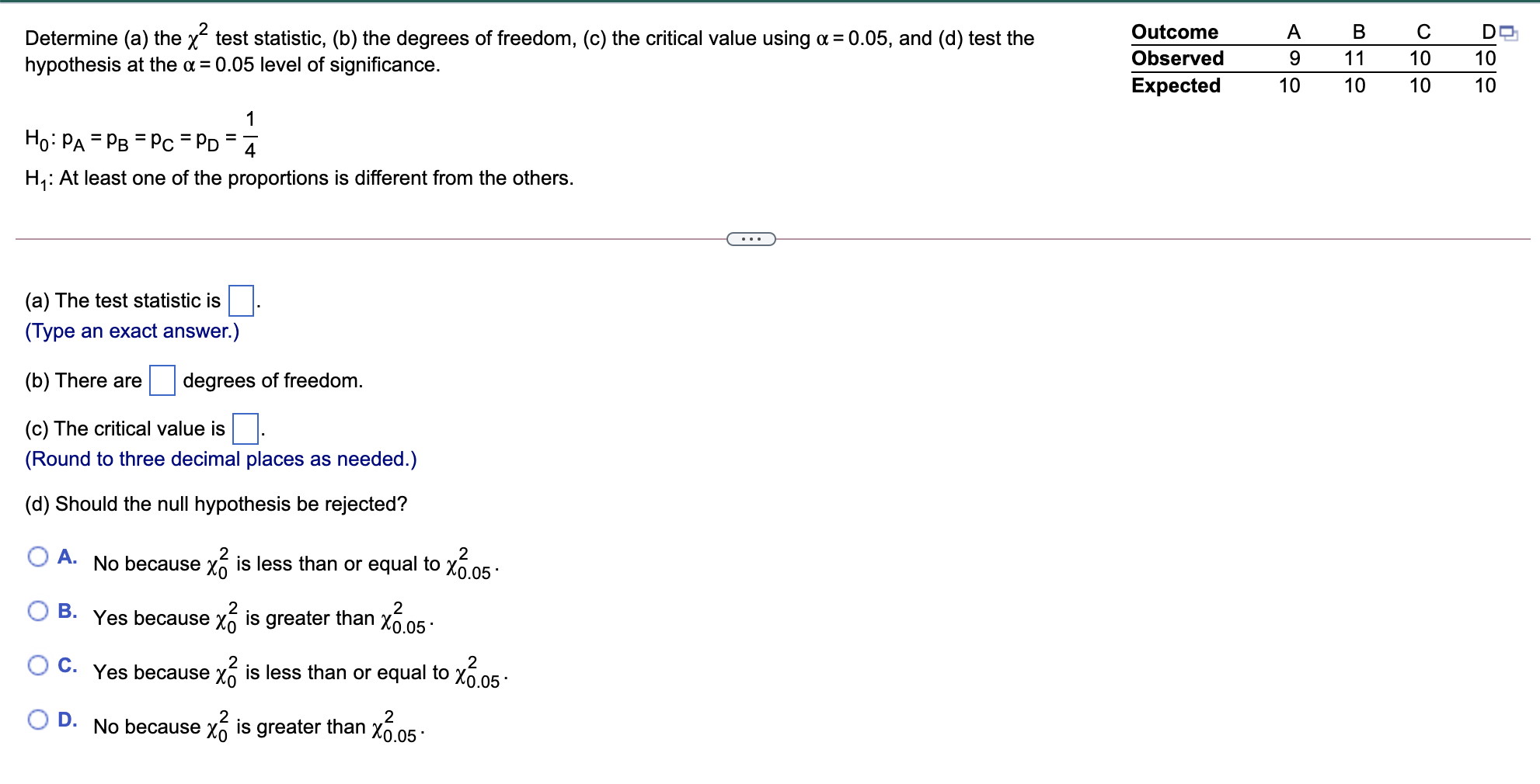 Solved Determine (a) the xtest statistic, (b) the degrees of | Chegg.com