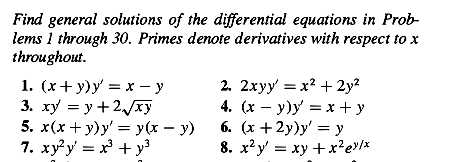 Solved Find general solutions of the differential equations | Chegg.com