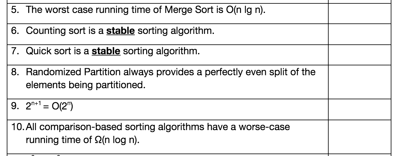Solved 5. The worst case running time of Merge Sort is O(n | Chegg.com