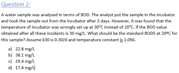 Solved Question 30 8 pts A water sample was analysed in