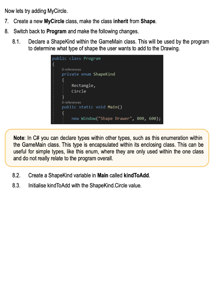 Solved Instructions This task continues the Shape Drawer | Chegg.com