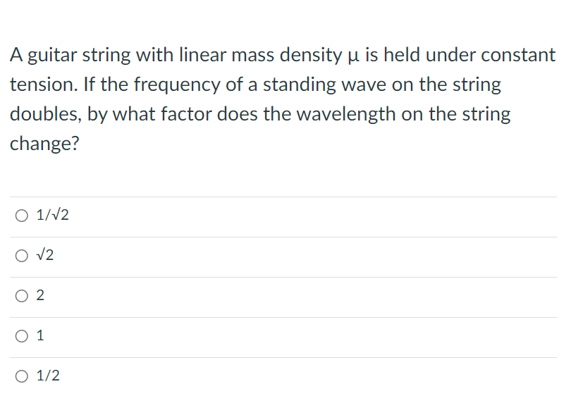 Solved A guitar string with linear mass density is held Chegg