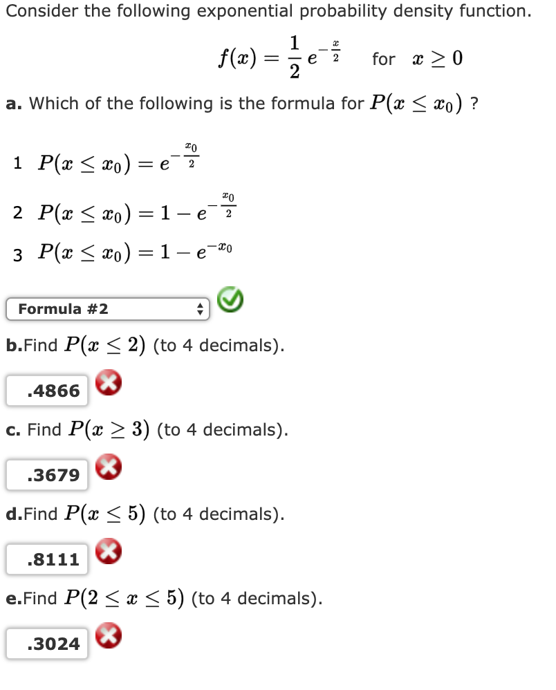 Solved Consider the following exponential probability