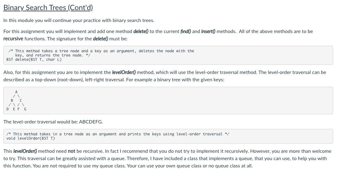 Solved Binary Search Trees (Cont'd) In this module you will | Chegg.com
