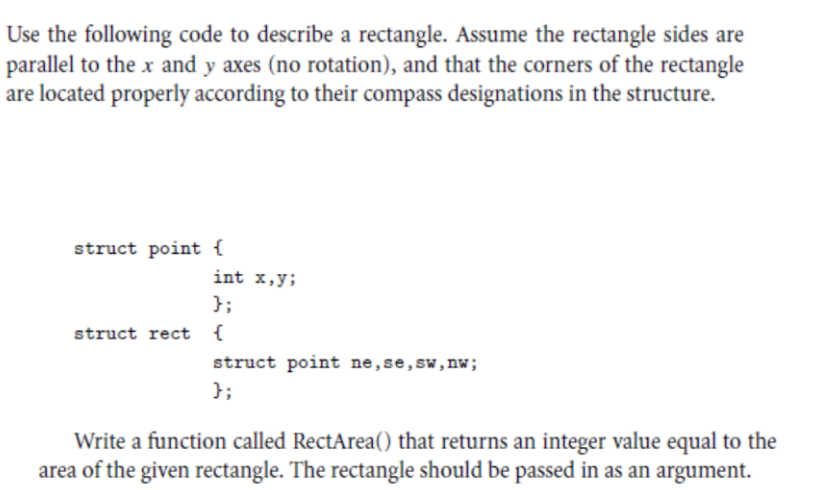 Solved Use the following code to describe a rectangle. | Chegg.com