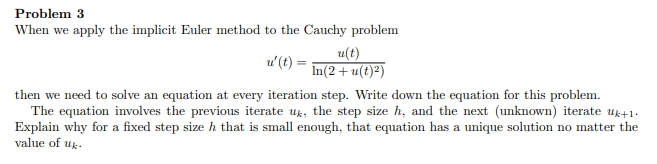 Solved Problem 3 When we apply the implicit Euler method to | Chegg.com