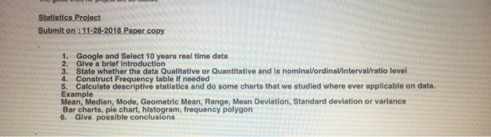 Solved Statistics Project Submit 1. Google and Select 10 | Chegg.com