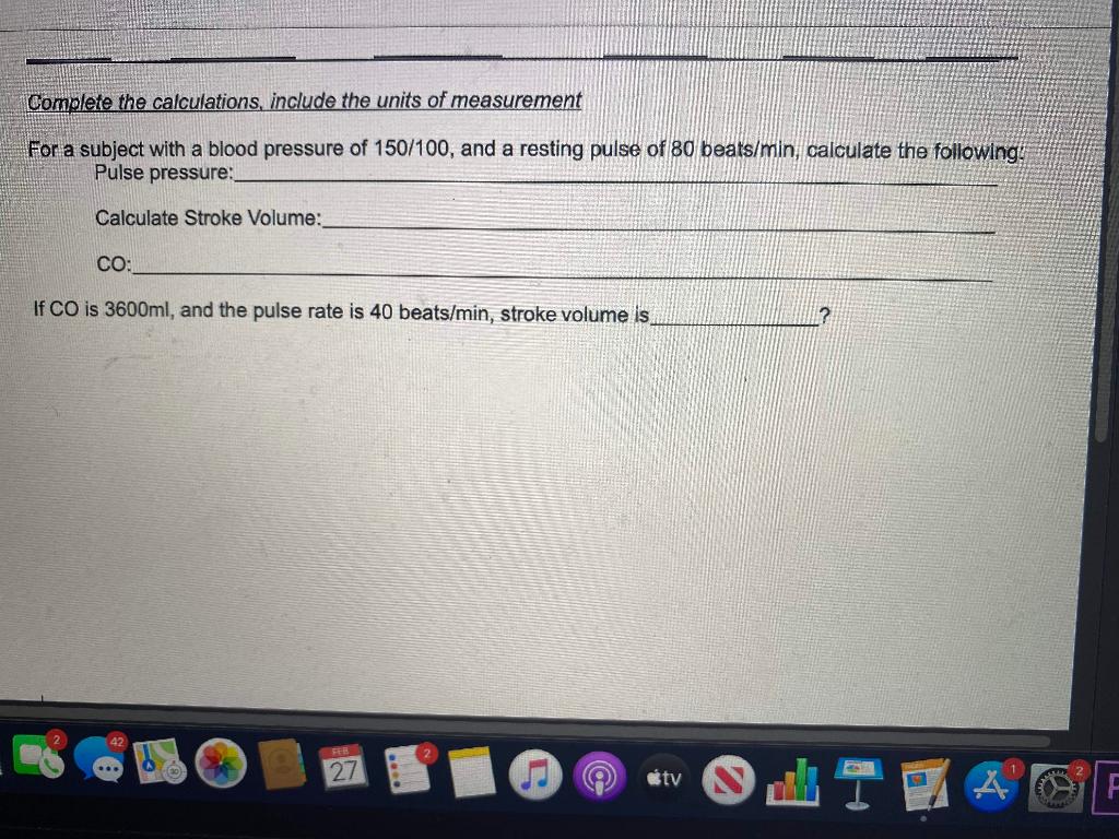 Solved Complete The Calculations Include The Units Of Me Chegg Com