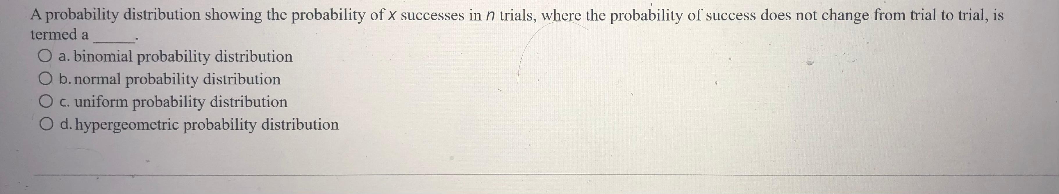 Solved A probability distribution showing the probability of | Chegg.com