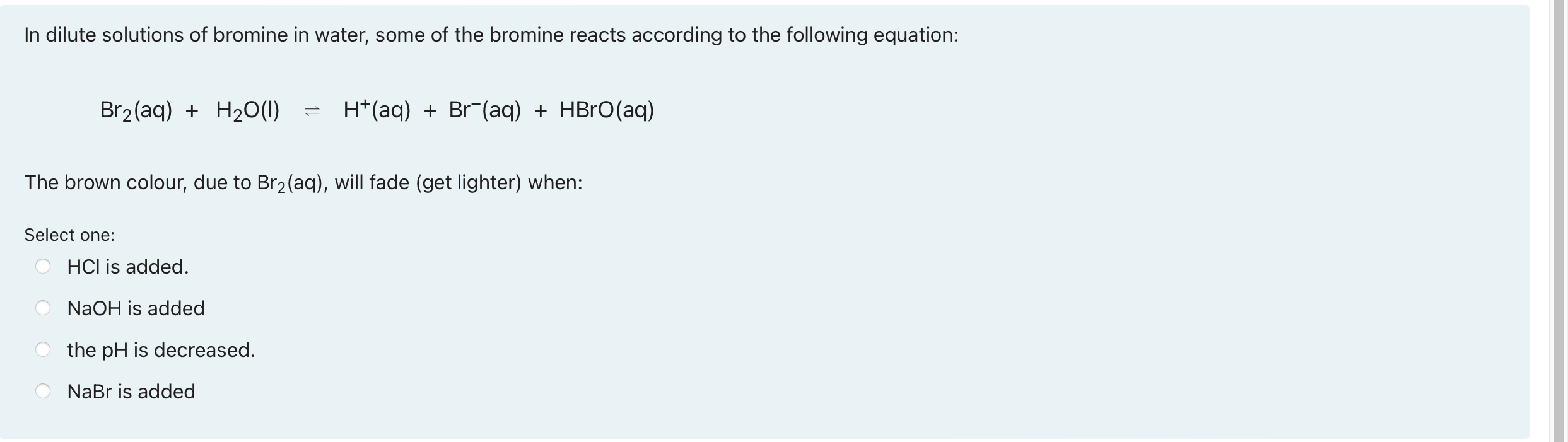 Solved In Dilute Solutions Of Bromine In Water Some Of The Chegg Com   Q10pic 