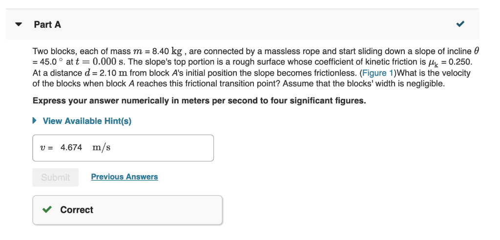 Solved Figure 1 of 2> Part A Two blocks, each of mass m = | Chegg.com