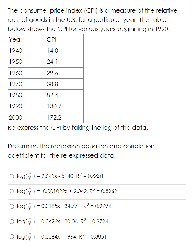 Solved The Consumer Price Index (CPI) Is A Measure Of The | Chegg.com