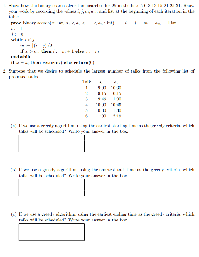 1. Show how the binary search algorithm searches for | Chegg.com