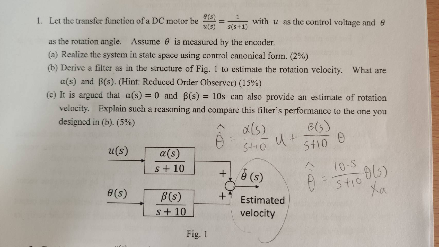 Solved 1 1. Let the transfer function of a DC motor be e(s) | Chegg.com