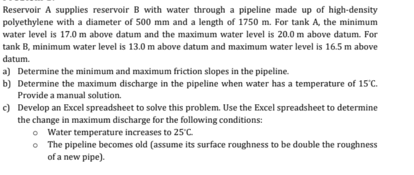 Solved Reservoir A Supplies Reservoir B With Water Through A | Chegg.com