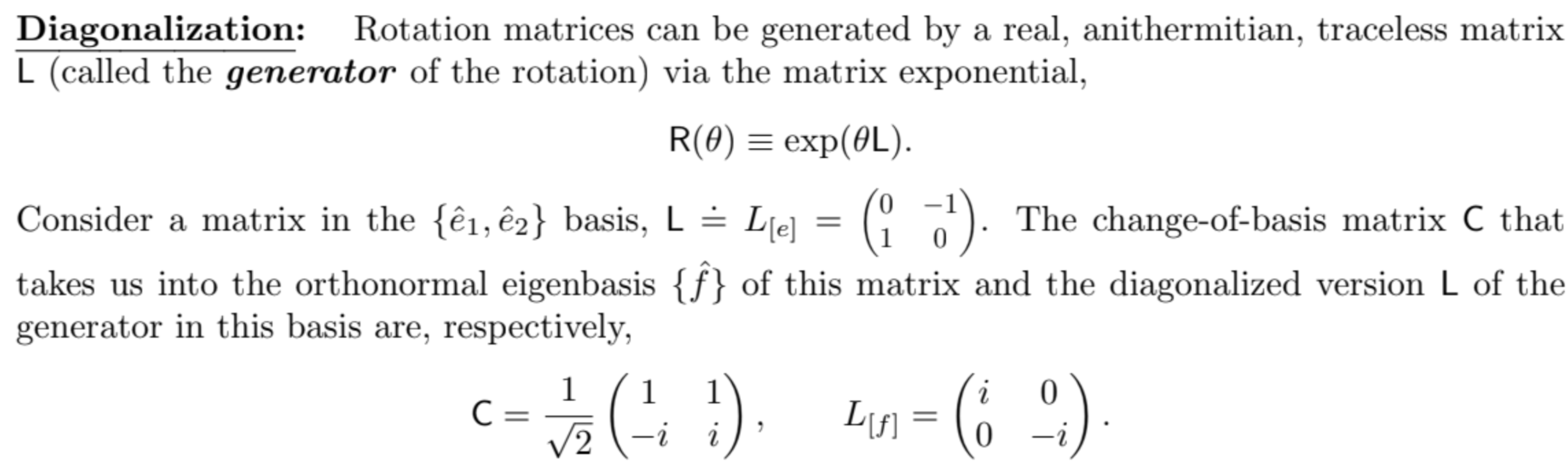 Solved Diagonalization: \\( \\quad \\) Rotation Matrices Can | Chegg.com