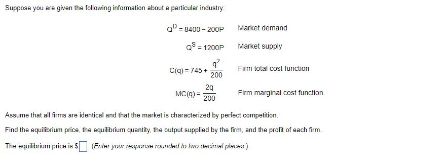 Solved Suppose you are given the following information about | Chegg.com