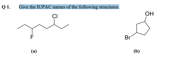 Solved Give the IUPAC names of the following structures. (a) | Chegg.com