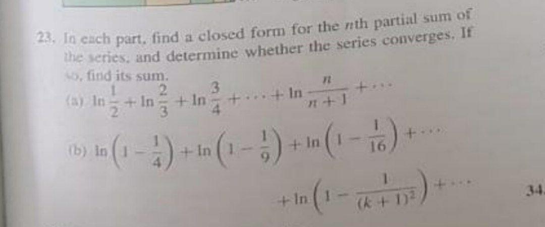 Solved 23. In each part, find a closed form for the nth | Chegg.com