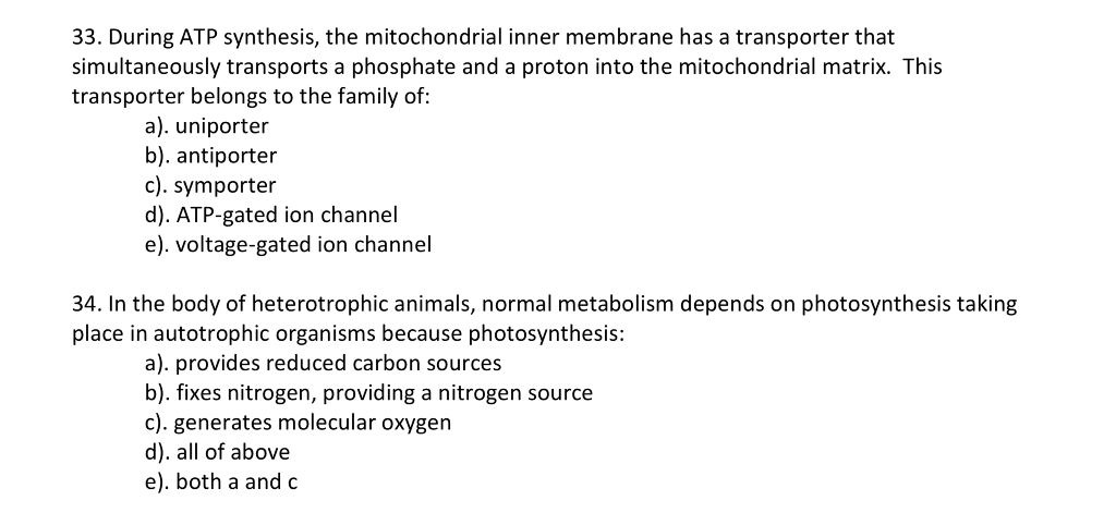 Solved 33. During ATP synthesis, the mitochondrial inner | Chegg.com