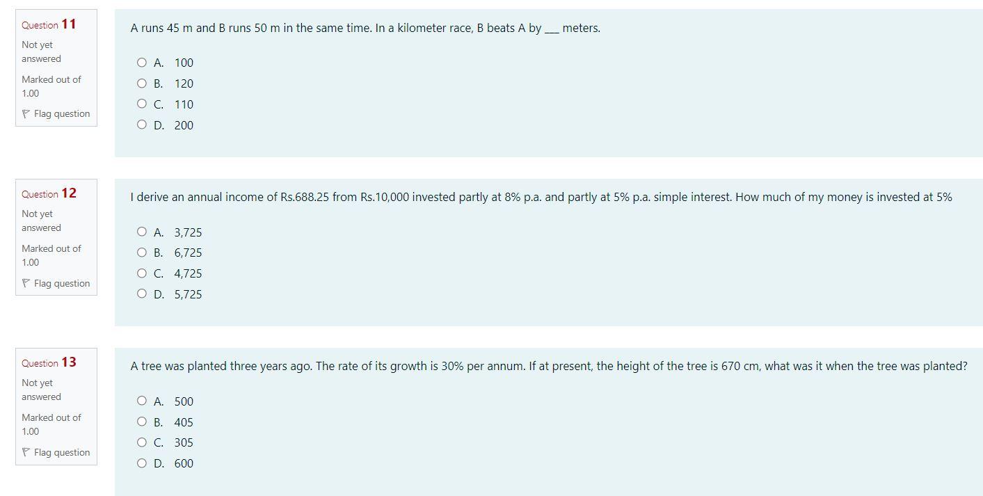Solved Question 11 A Runs 45 M And B Runs 50 M In The Same Chegg