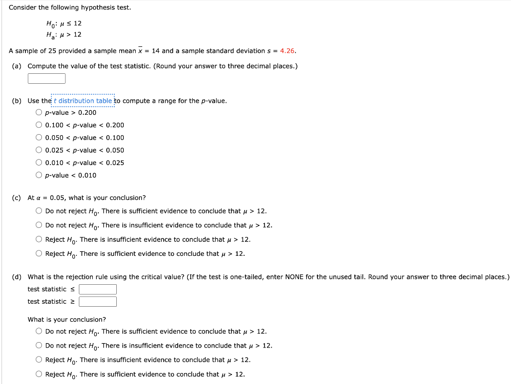 Solved Consider the following hypothesis test. | Chegg.com