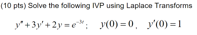 Solved 10 Pts Solve The Following Ivp Using Laplace