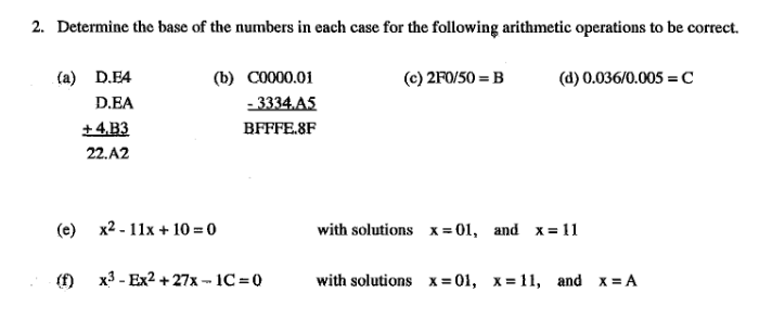 Solved 2. Determine the base of the numbers in each case for | Chegg.com