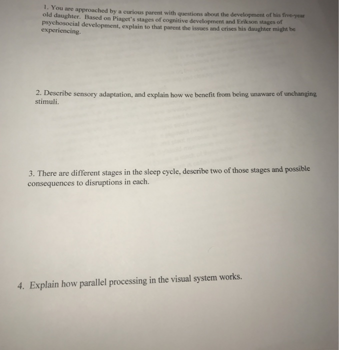 Solved 1. You are approached by a curious parent with Chegg