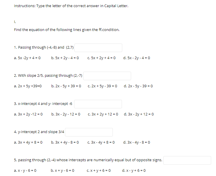 Solved Instructions: Type the letter of the correct answer | Chegg.com
